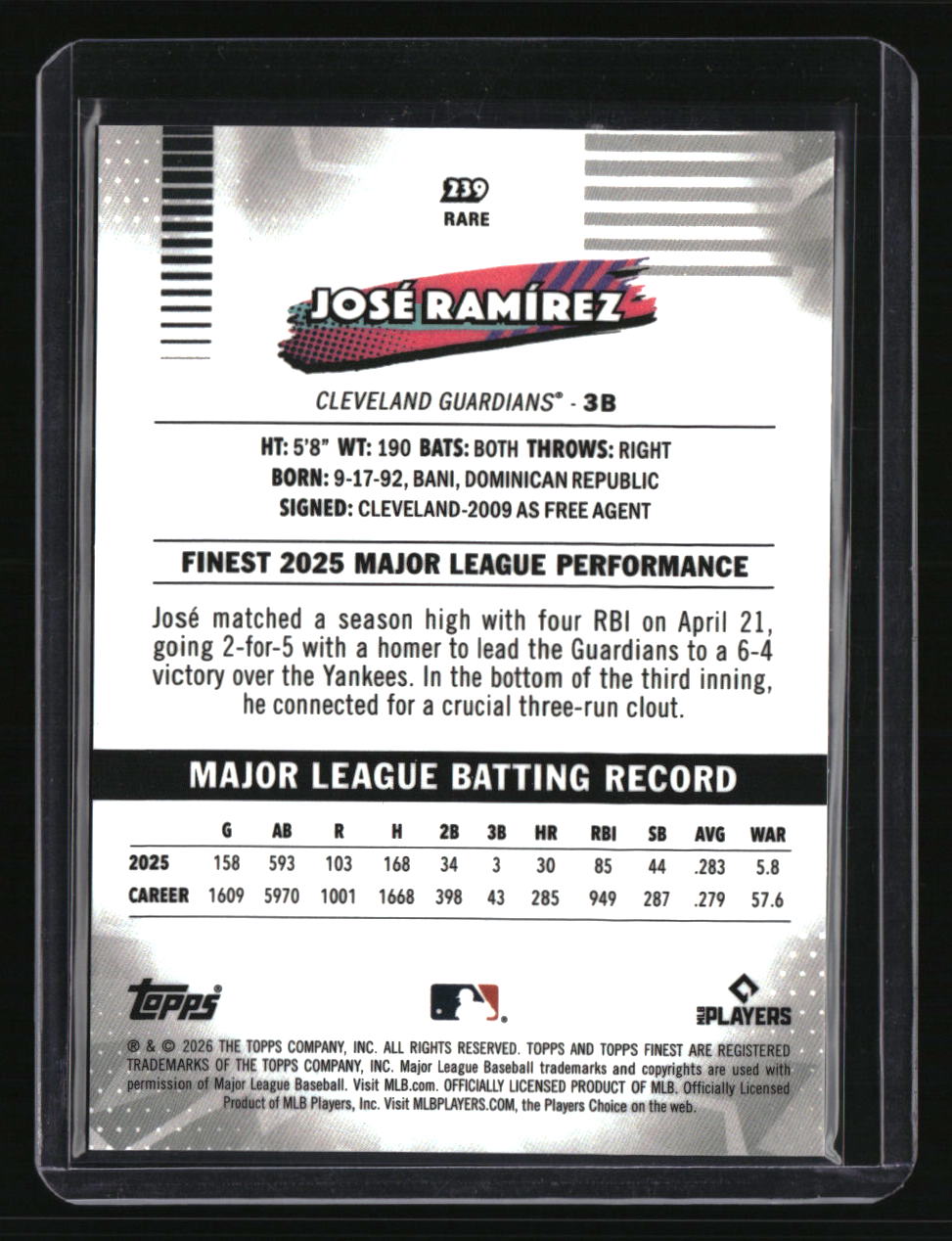 2026 Finest José Ramírez Purple X-Fractors #/75