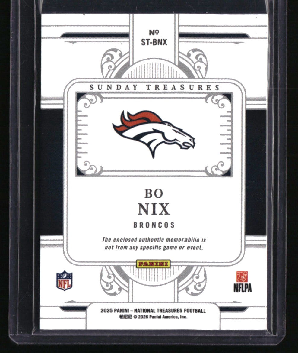 2025 Panini National Treasures Bo Nix Sunday Treasures #/99