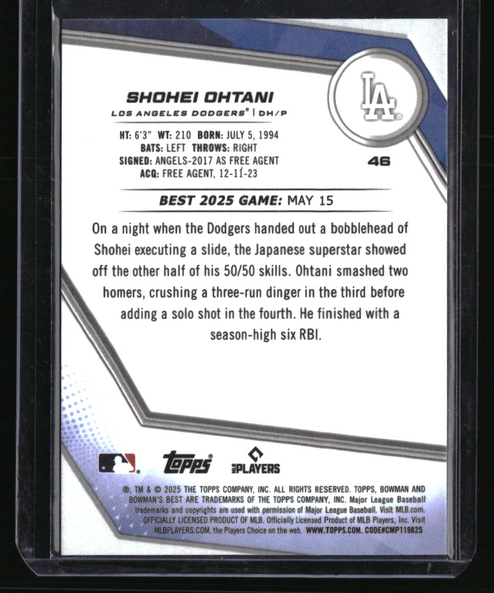 2025 Bowman's Best Shohei Ohtani Purple Lazer Refractors #/250