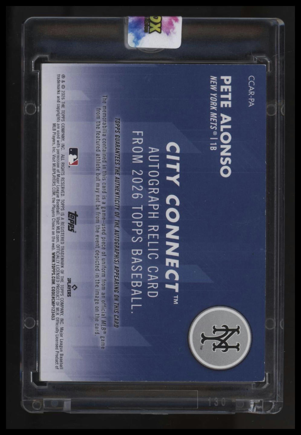 2026 Topps Pete Alonso City Connect Swatch Collection Autographs Relics 1/1