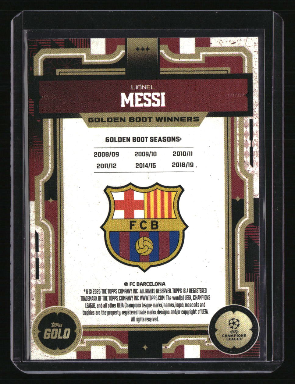 2025-26 Topps Gold UEFA Club Competitions Lionel Messi - Golden Boot Winners