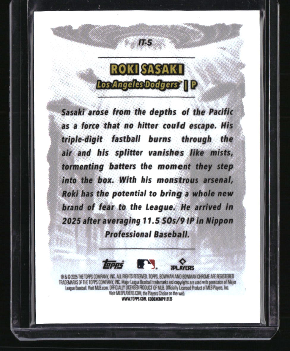 2025 Bowman Chrome Roki Sasaki It Came To The League Gold #/50