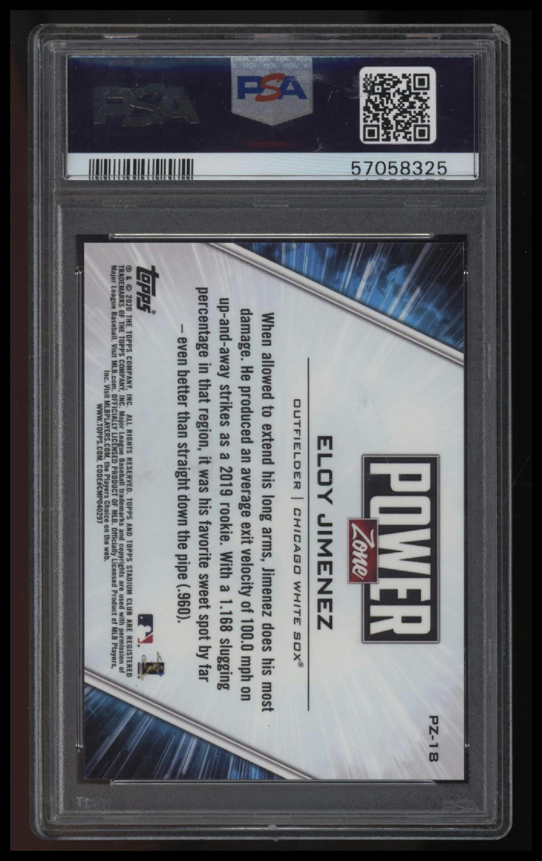 2020 Stadium Club Chrome Power Zone Eloy Jimenez Power Zone-Red Ref. PSA 10