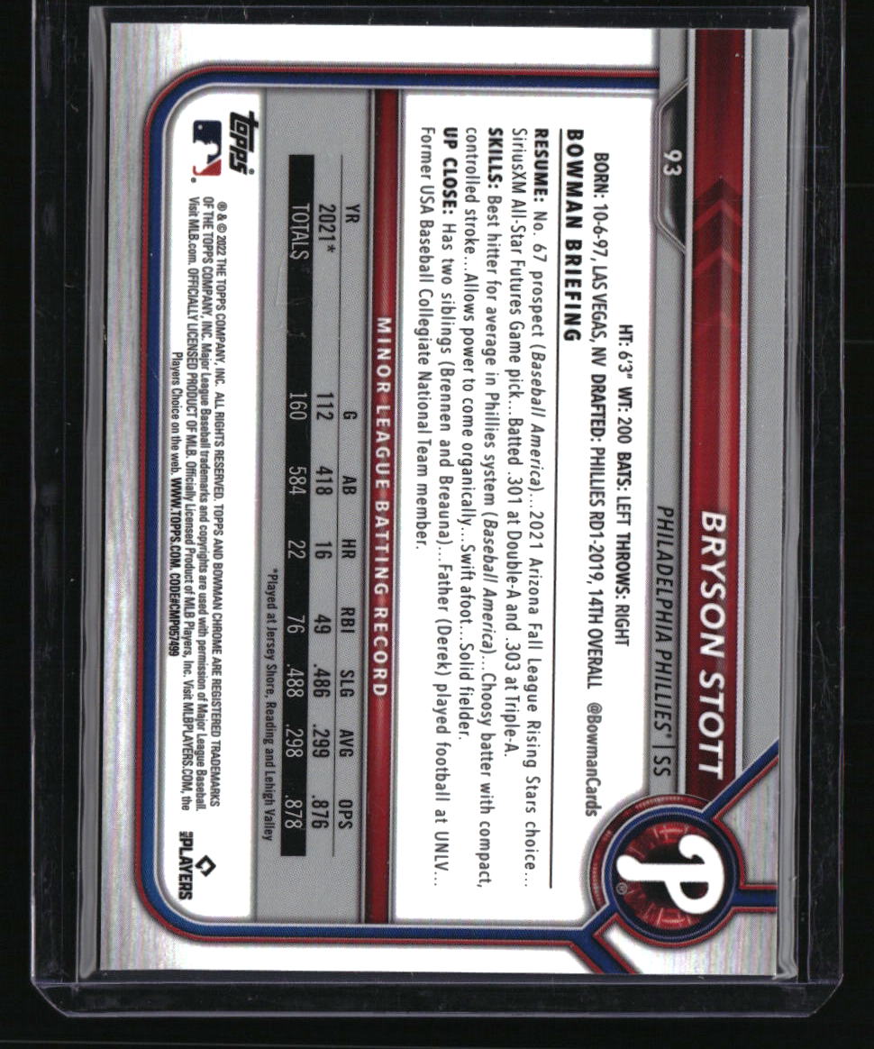 2022 Bowman Chrome Sapphire Edition Bryson Stott Orange #/75