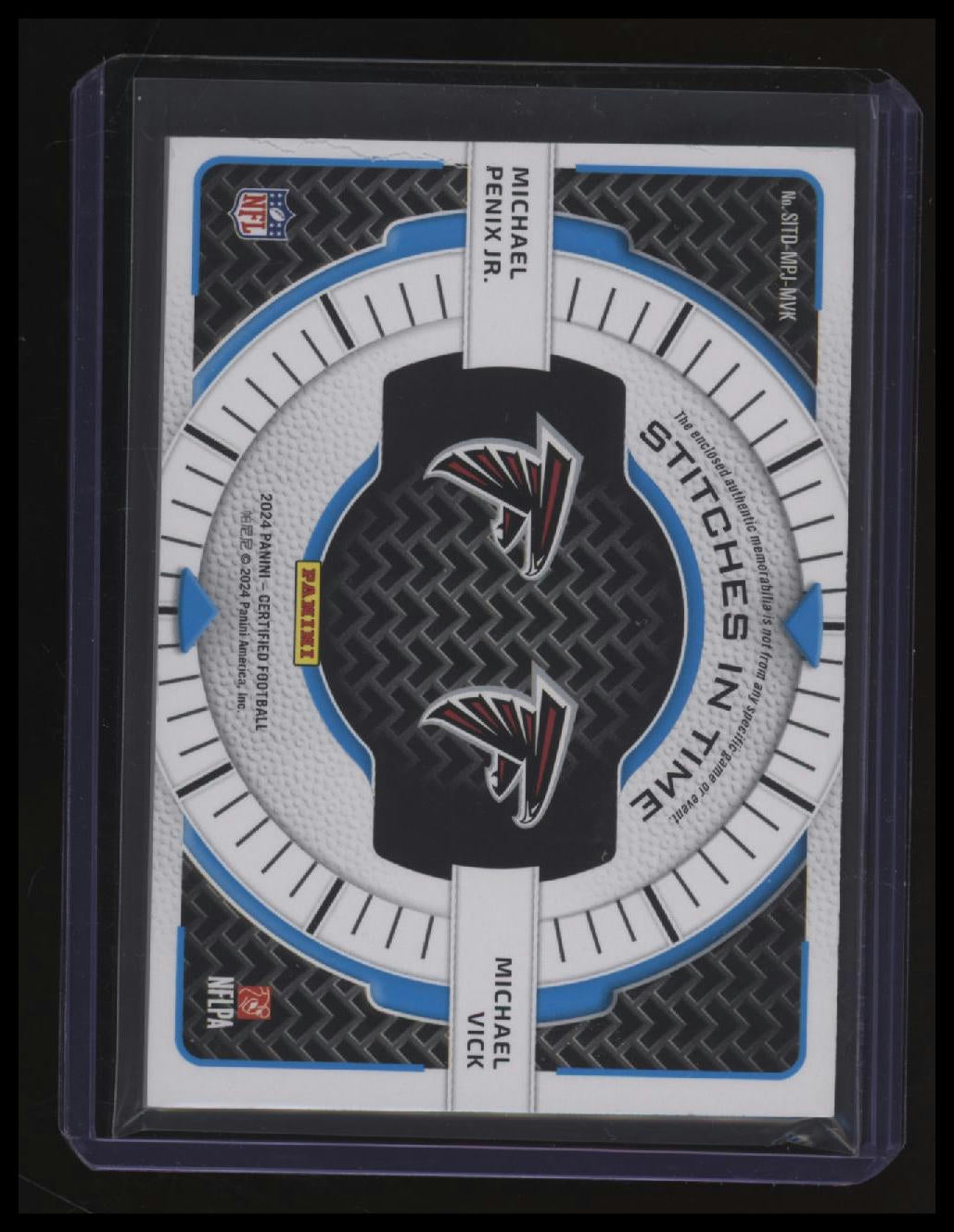 2024 Panini Certified Penix Jr. / Vick Stitches in Time Dual Mirror Pink #/49