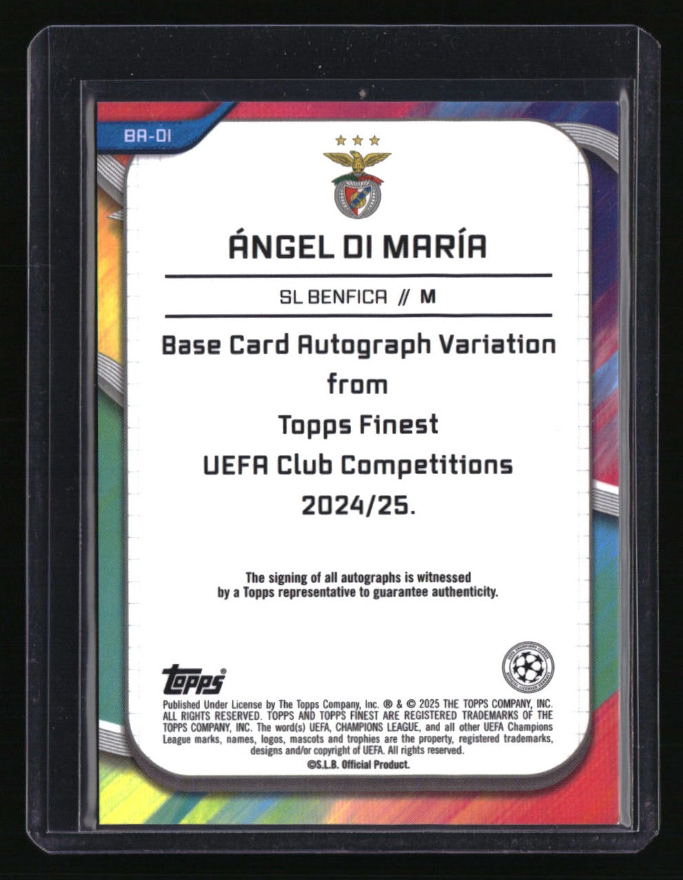 2024-25 Finest UEFA Club Competitions Ángel Di María Base Auto Gold #/50