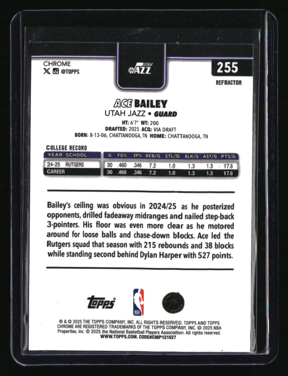 2025-26 Topps Chrome Ace Bailey Refractor