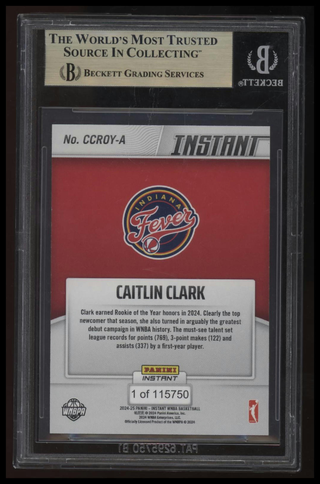 2024 Panini Instant WNBA Caitlin Clark Rookie of the Year #/115750 BGS 10.0