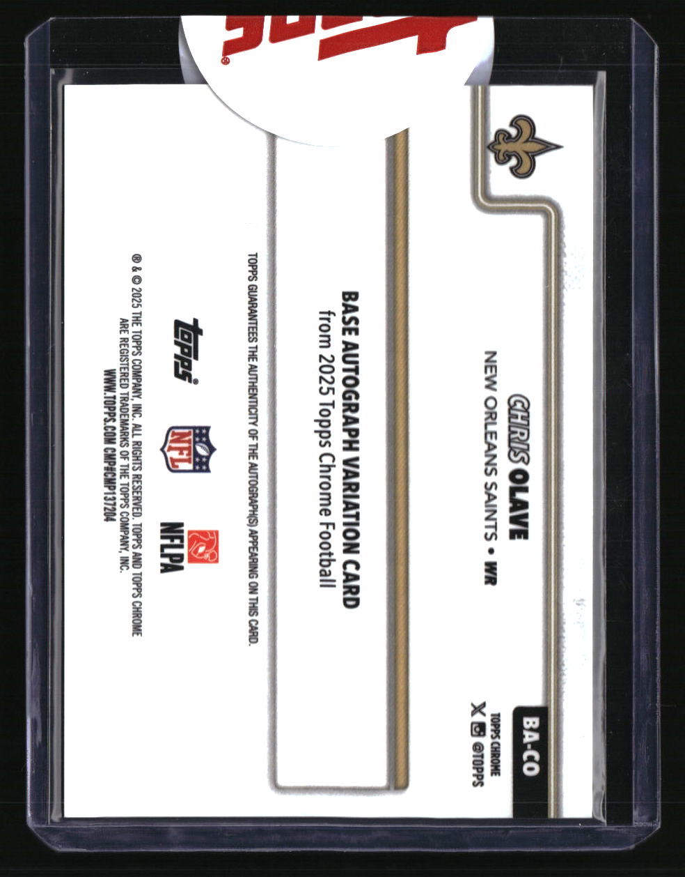 2025 Topps Chrome Chris Olave Chrome Autographs Purple Geometric Refractor #/75