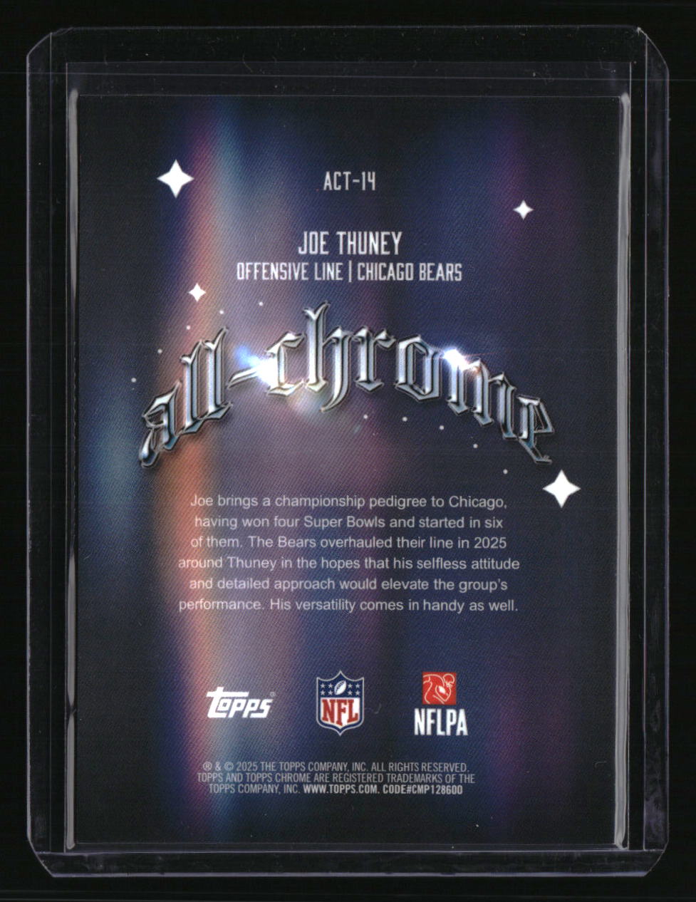2025 Topps Chrome Joe Thuney All-Chrome Team Gold Refractor #/50