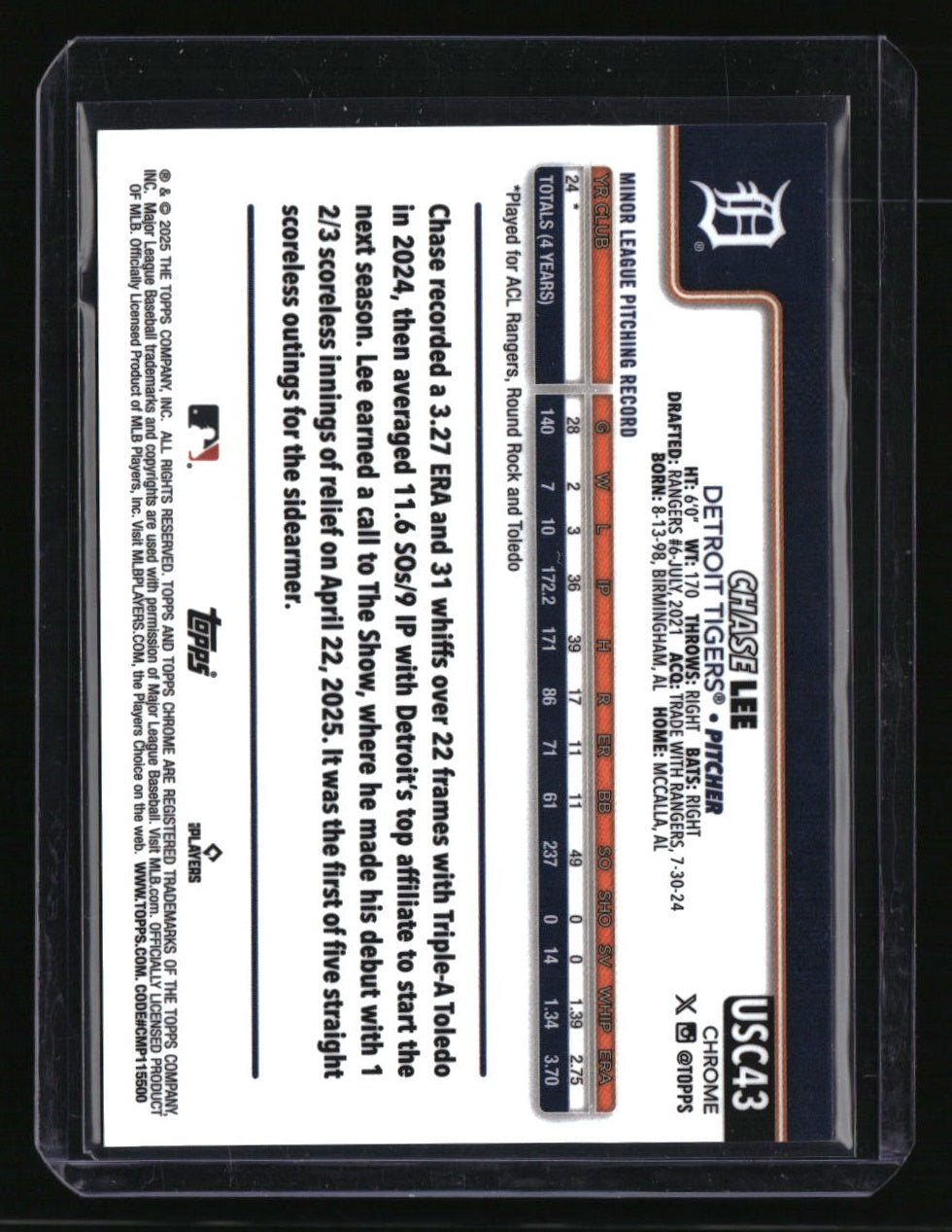 2025 Topps Chrome Update Chase Lee Orange Lava Refractors #/25