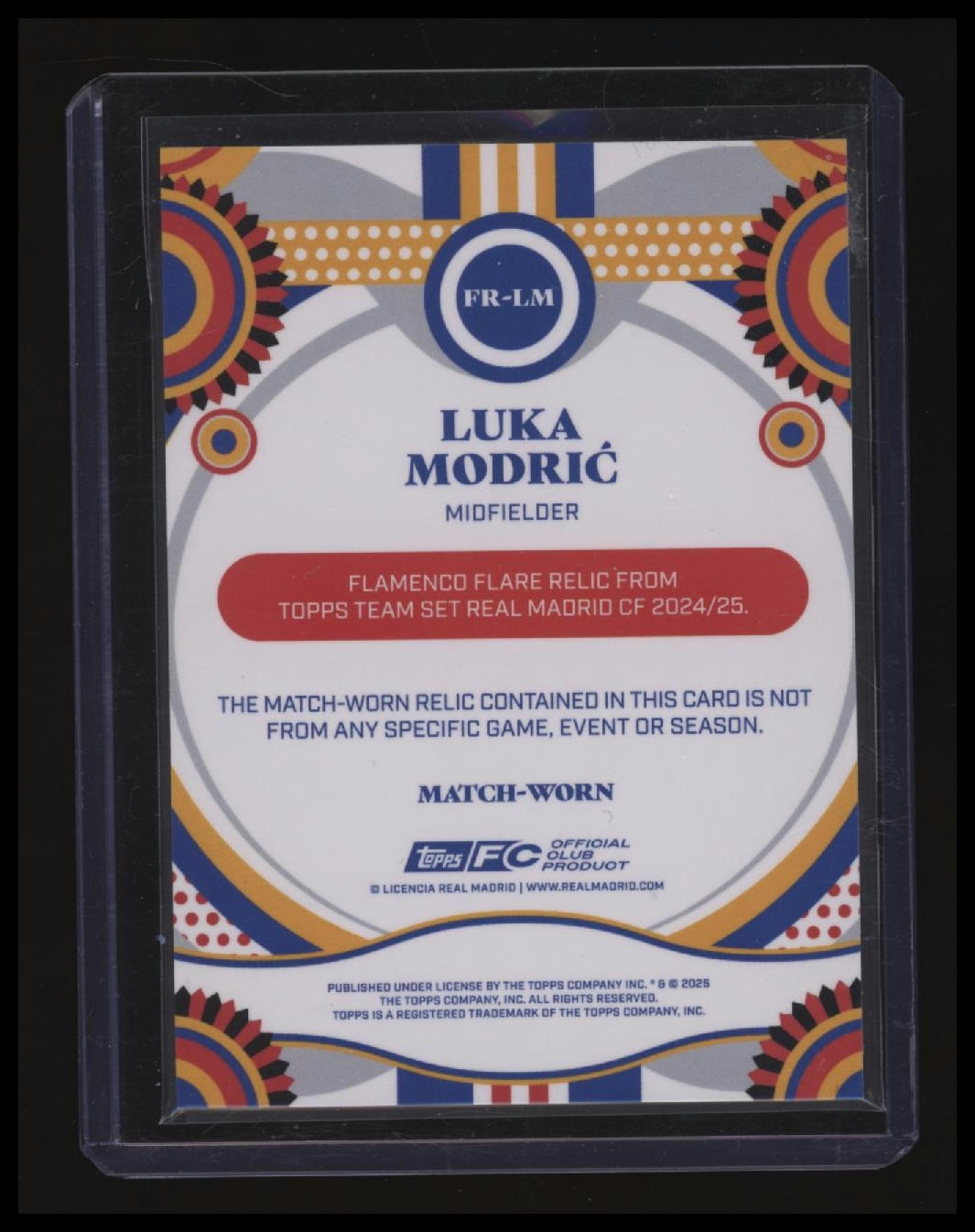 2024-25 Topps Real Madrid Team Set Luka Modrić Flamenco Flare Relics Pink #/99