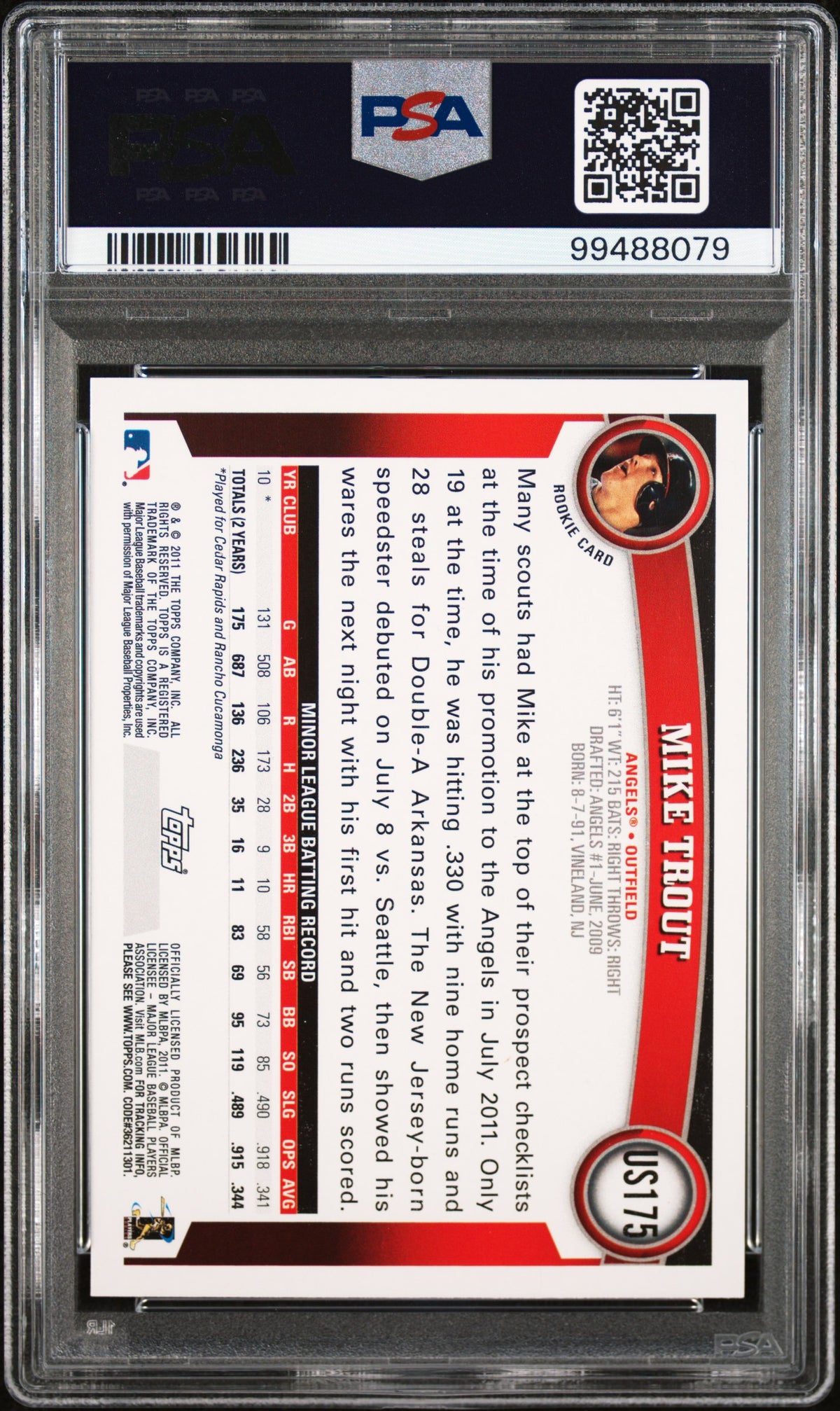 2011 Topps Update Mike Trout PSA 10 99488079