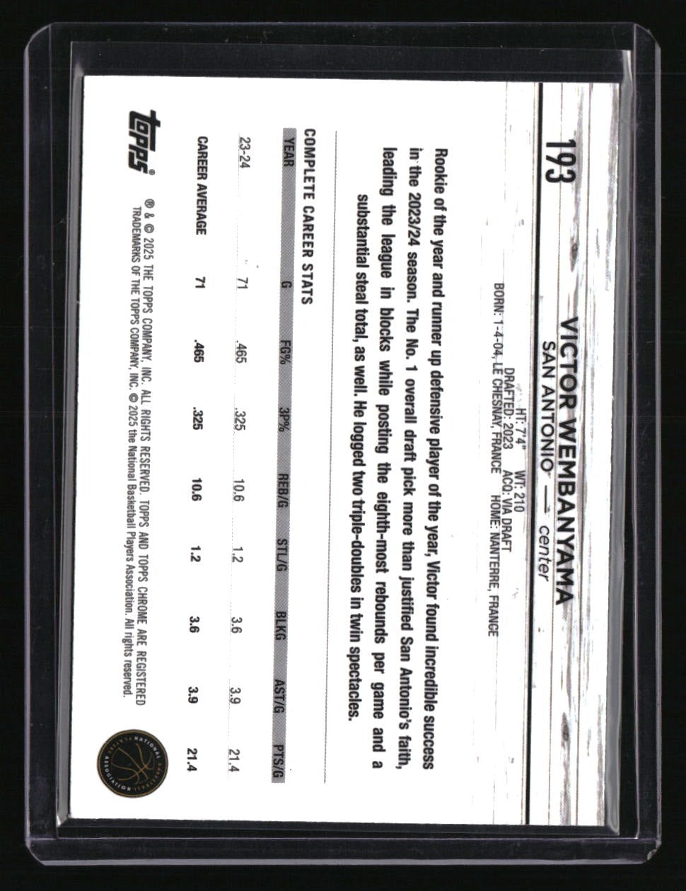 2024-25 Topps Chrome Victor Wembanyama Topps Logo Green