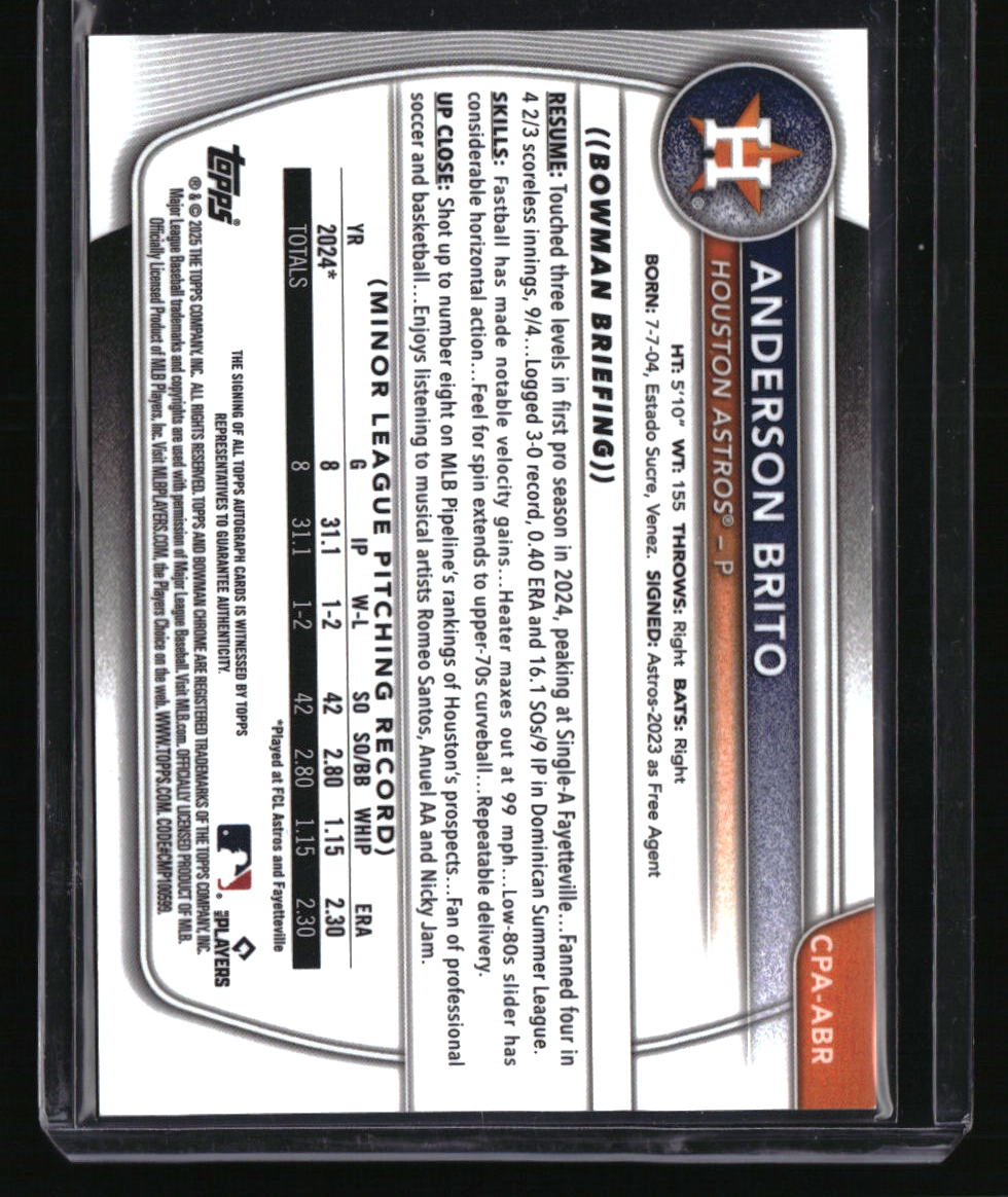2025 Bowman Chrome Anderson Brito Prospect Auto Mini Diamond #/100