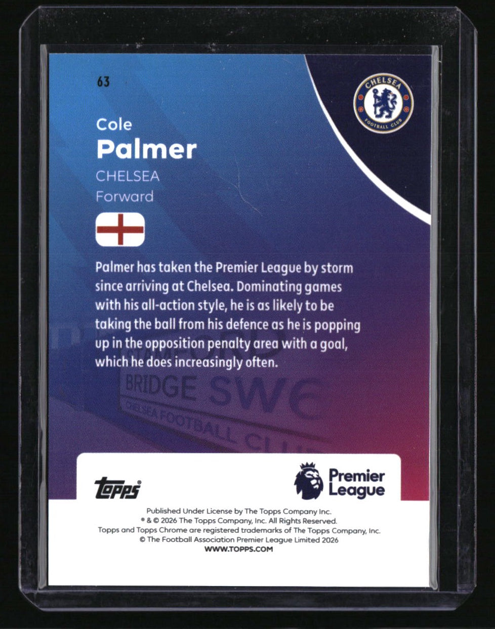 2025-26 Topps Chrome Premier League Cole Palmer Aqua RayWave Refractor #/199