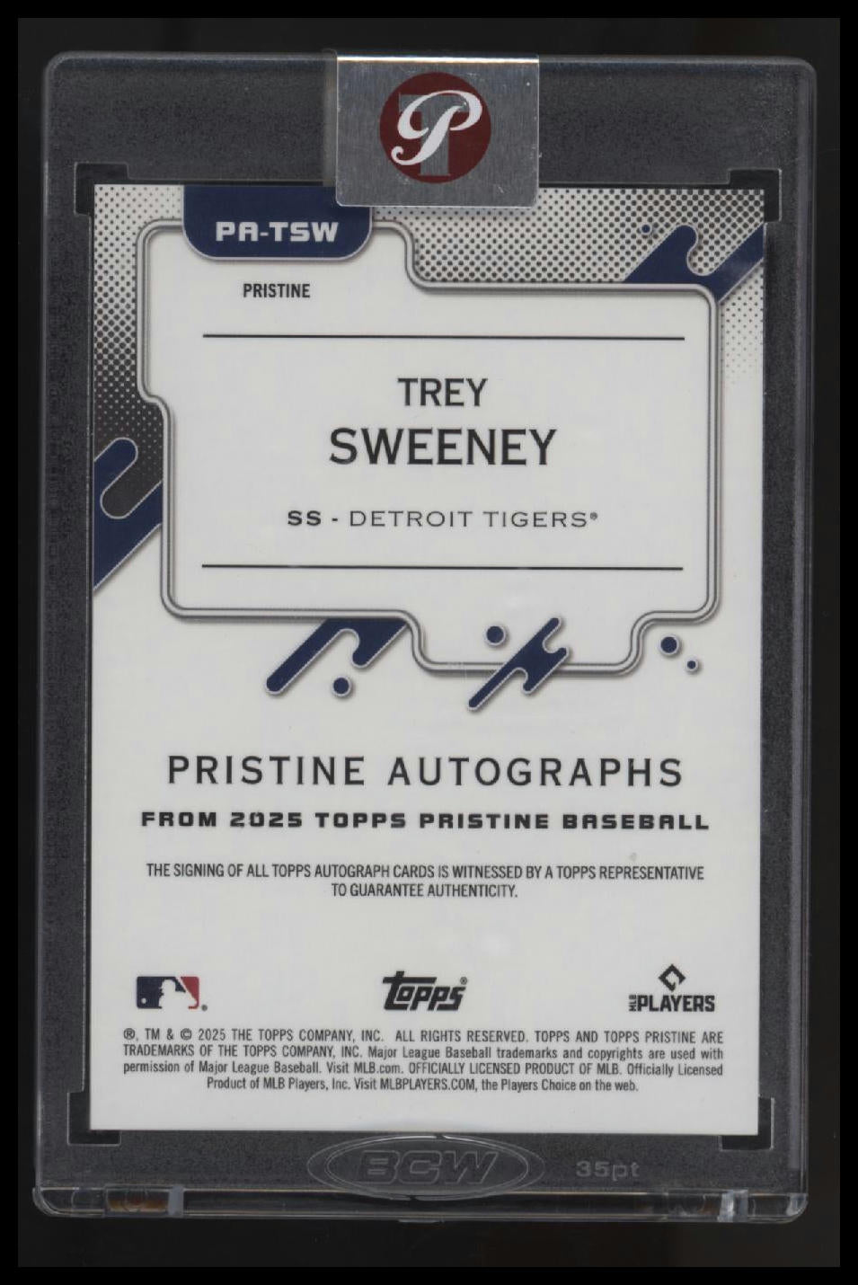 2025 Topps Pristine Trey Sweeney Auto Red Pristine Refractors #/5