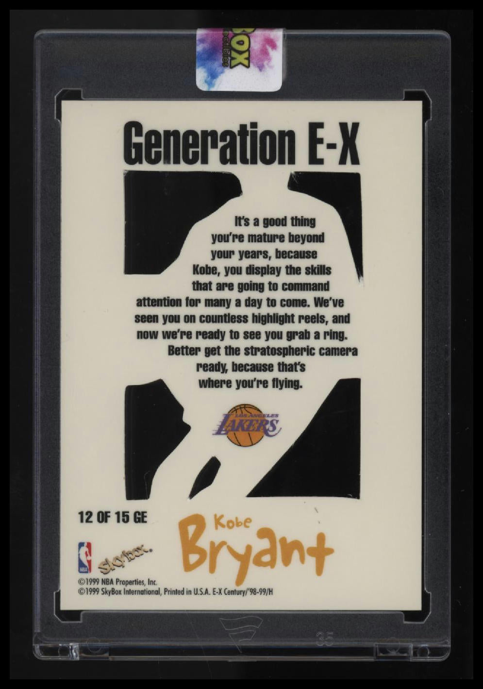 1998-99 SkyBox E-X Century Kobe Bryant Generation-E-X