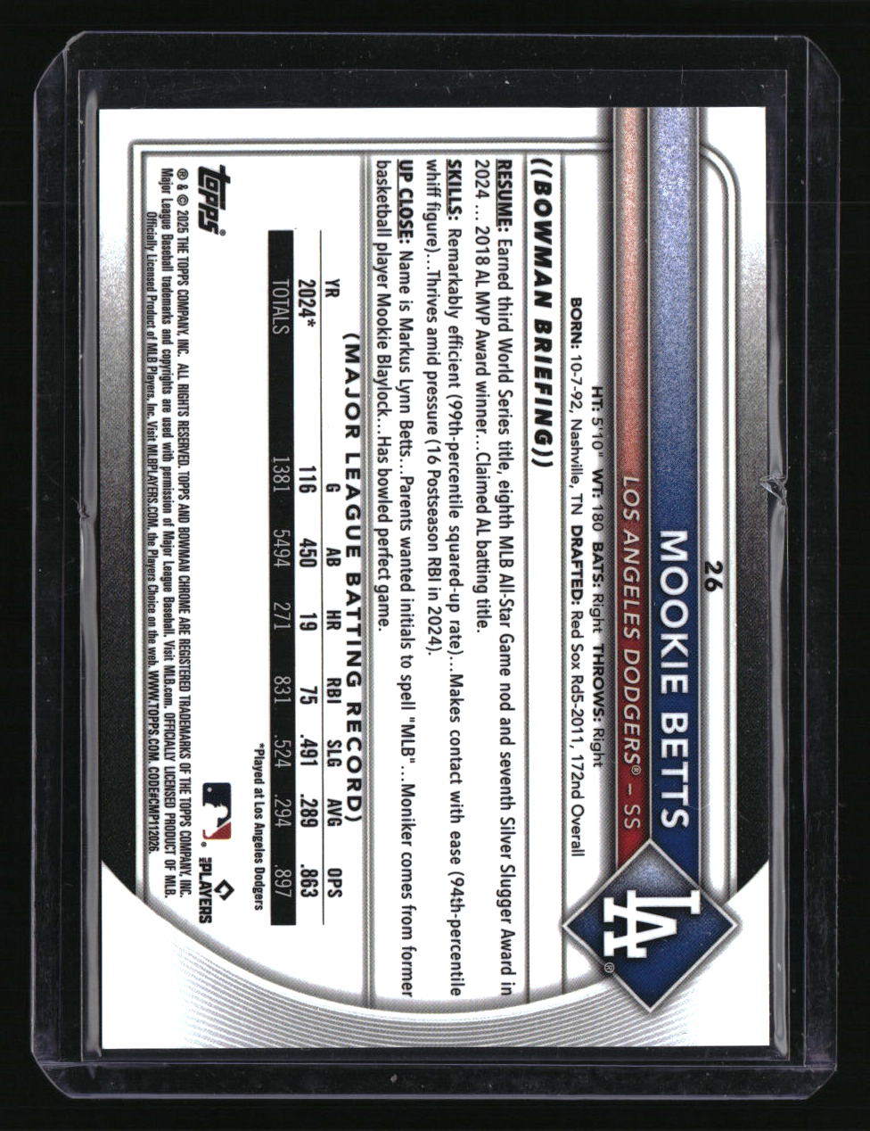 2025 Bowman Chrome Sapphire Edition Mookie Betts Gold Sapphire #/50