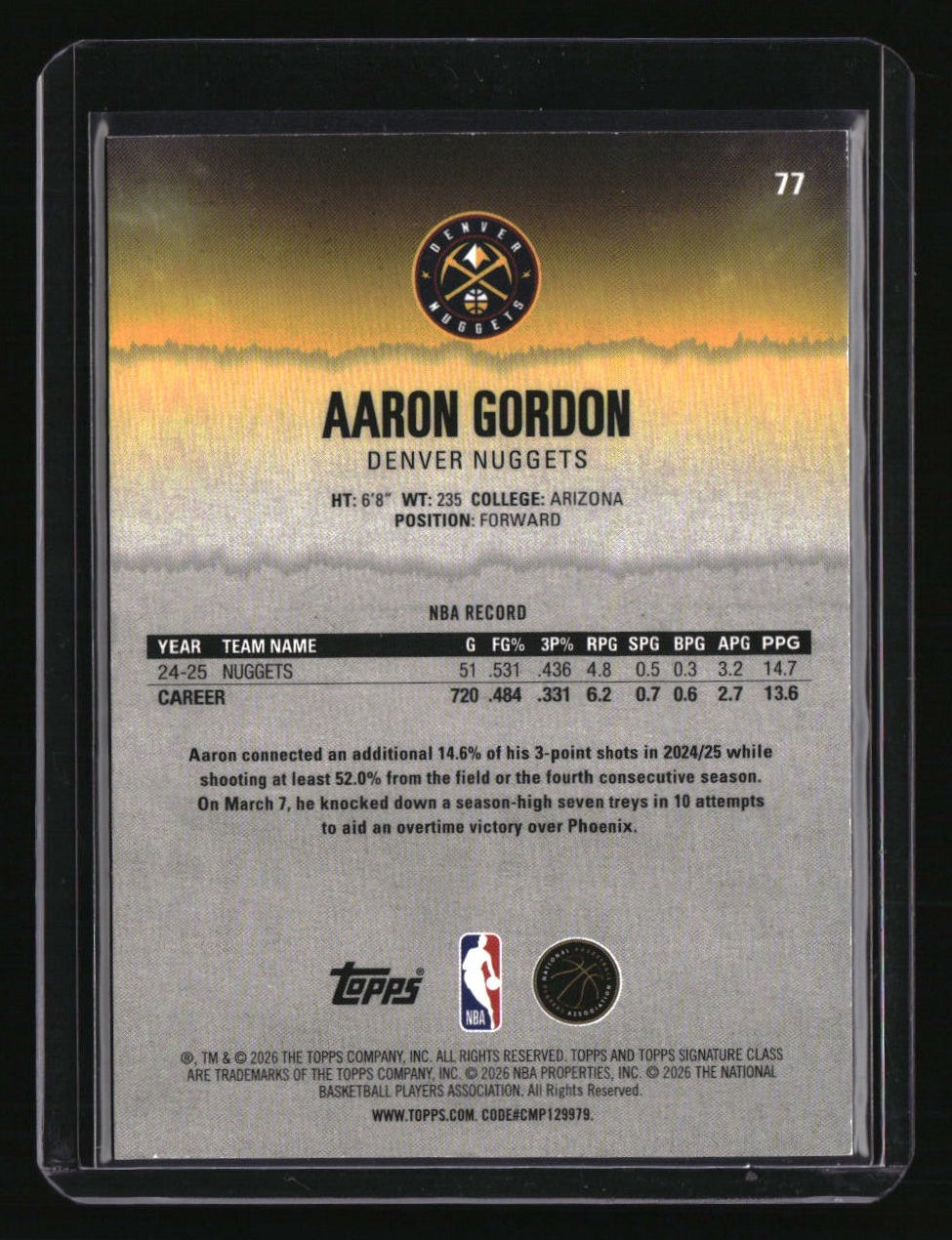 2025-26 Topps Signature Class Aaron Gordon Red #/25