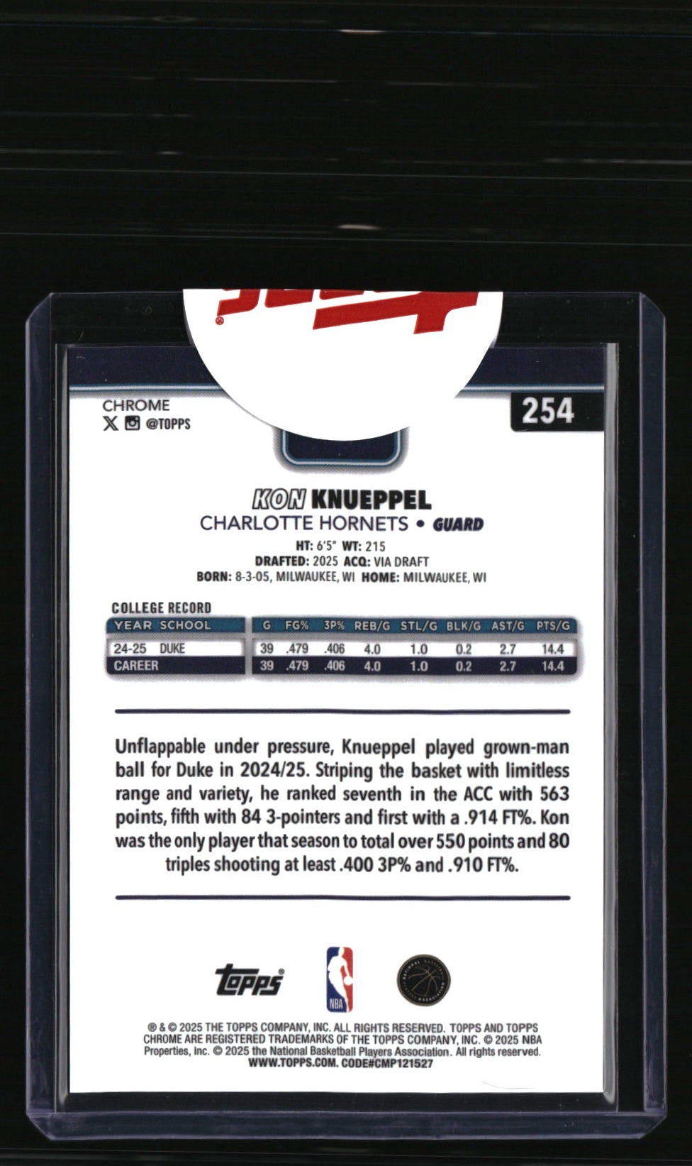2025-26 Topps Chrome Kon Knueppel Blue X-Fractor
