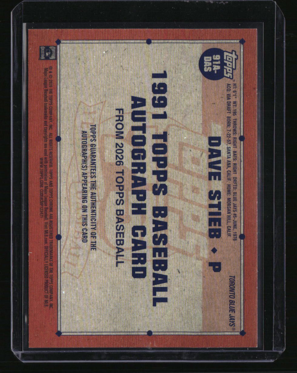 2026 Topps Dave Stieb 35th Anniversary Autographs Blue (Series Two) #/150