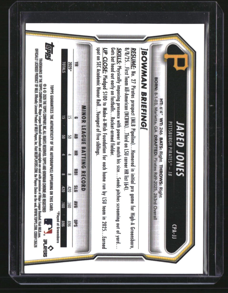 2026 Bowman Jared Jones Chrome Prospect Autographs
