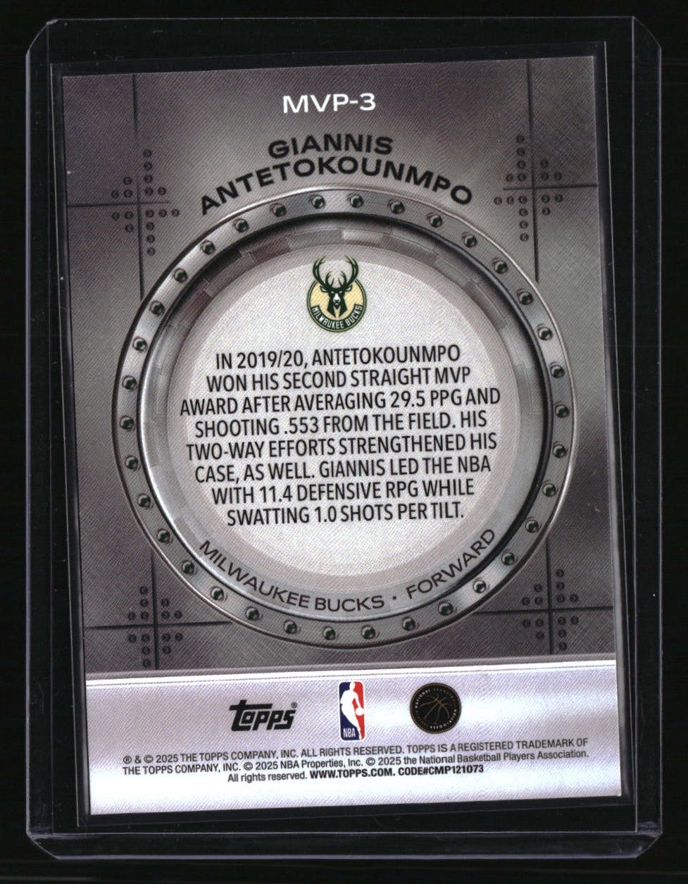 2025-26 Topps Giannis Antetokounmpo MVP Vault Orange Rainbow #/25