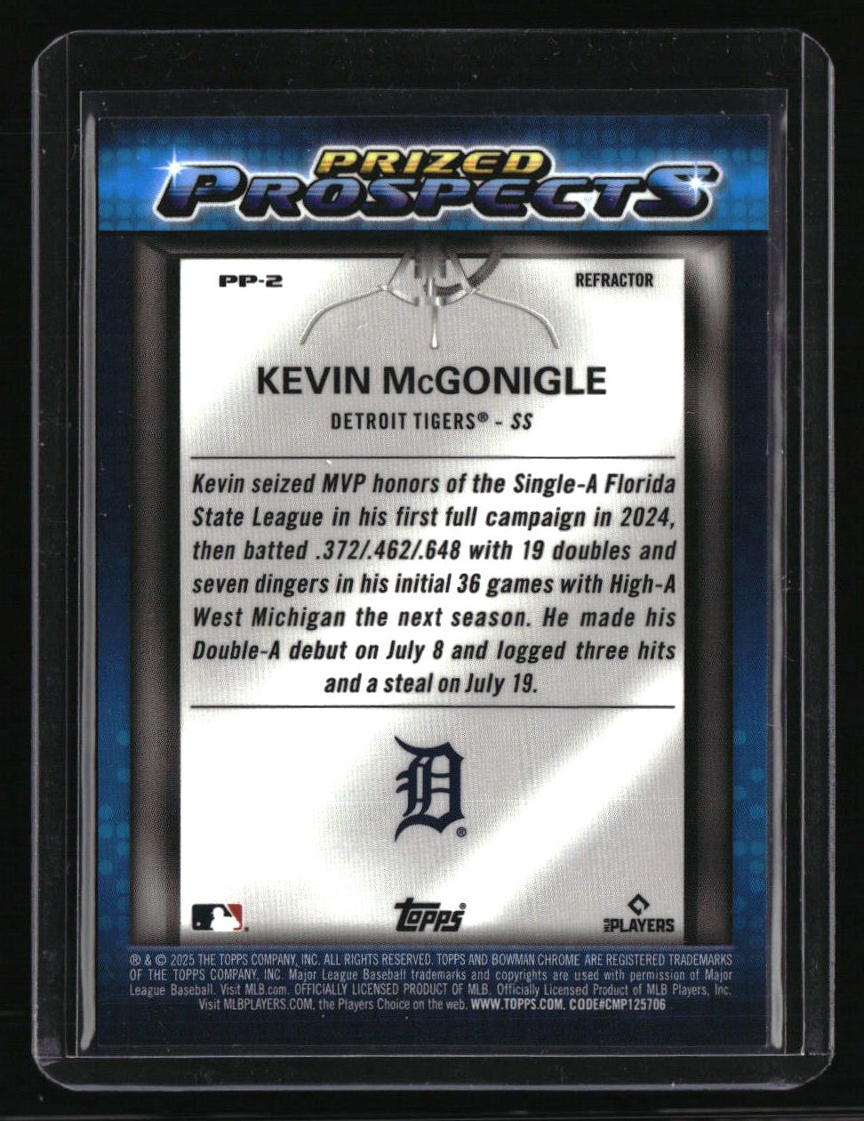 2025 Bowman Draft Kevin McGonigle Prized Prospects Refractor #/250