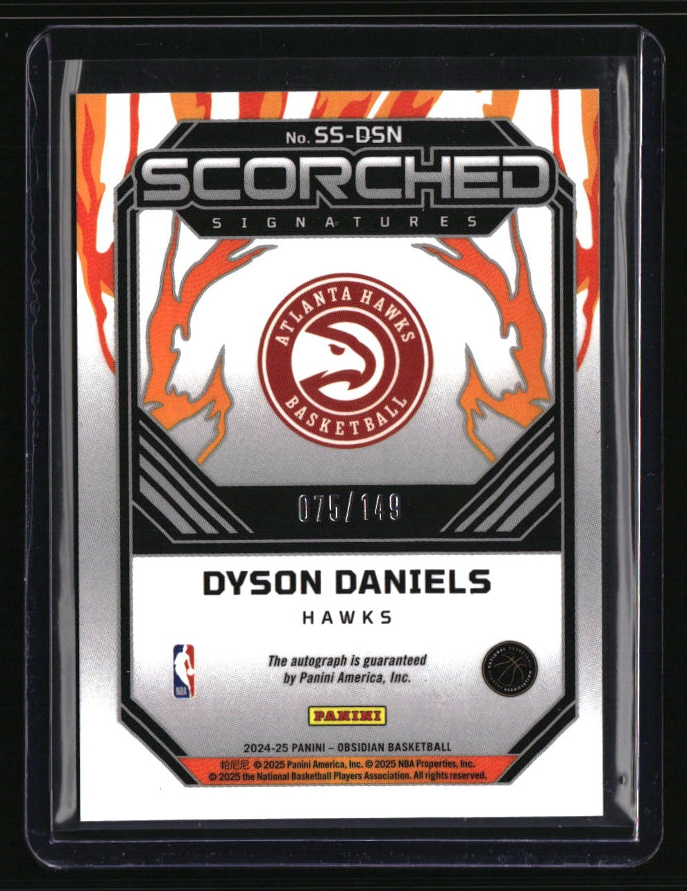 2024-25 Panini Obsidian Dyson Daniels Scorched Signatures #/149