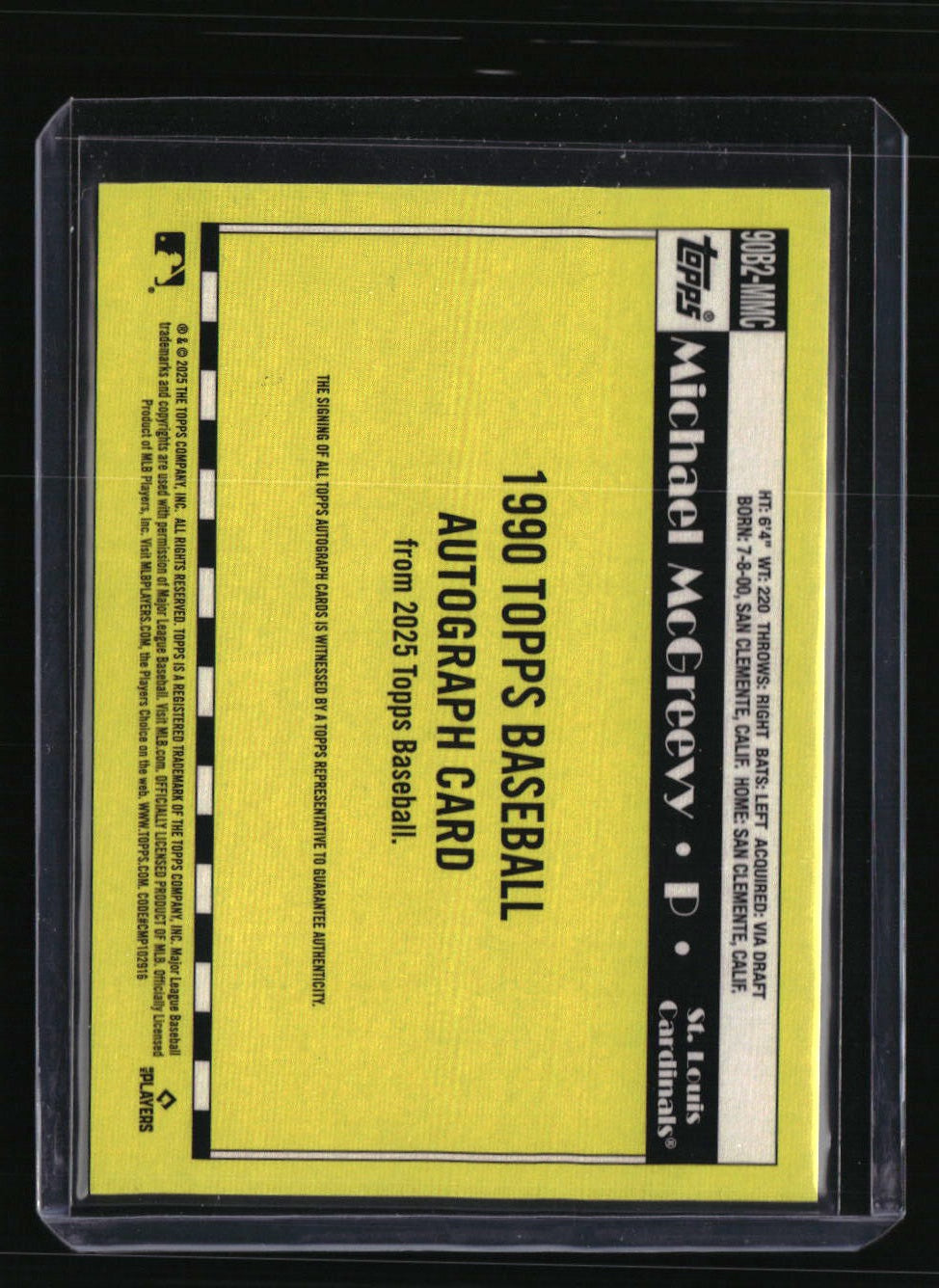 2025 Topps Michael McGreevy 35th Anniversary Autographs (Series Two)