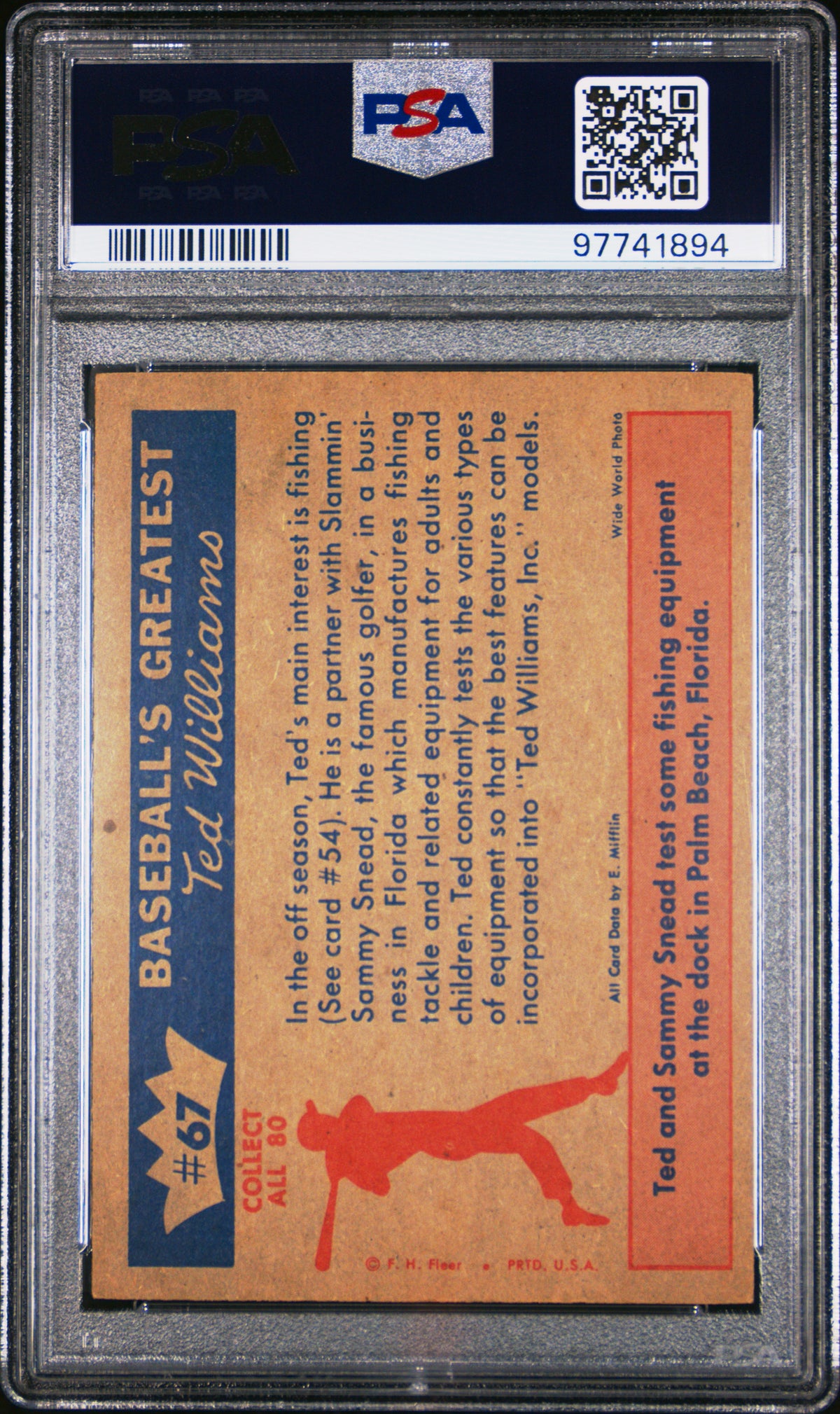 1959 Fleer Ted Williams Two Famous Fishermen PSA 6