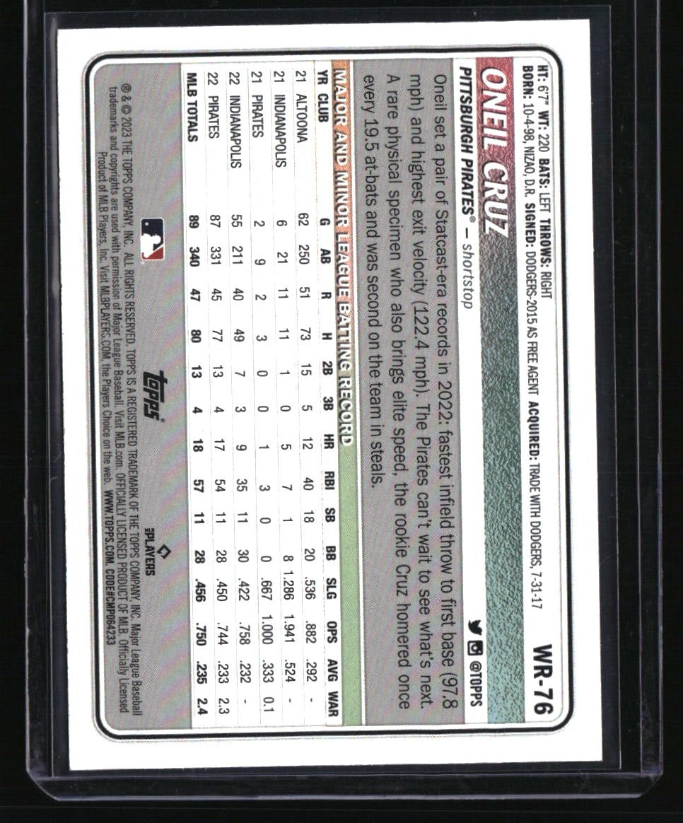 2023 Topps Big League Wrapper Redemption Oneil Cruz Blue Foil #/75