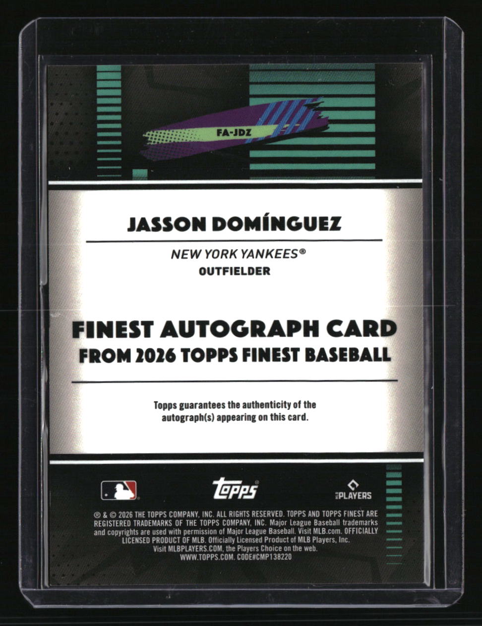2026 Finest Jasson Domínguez Finest Autographs Purple Refractors #/75