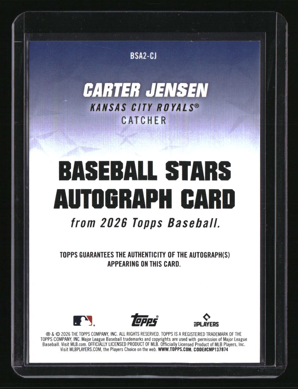 2026 Topps Carter Jensen Baseball Stars Autographs (Series Two)