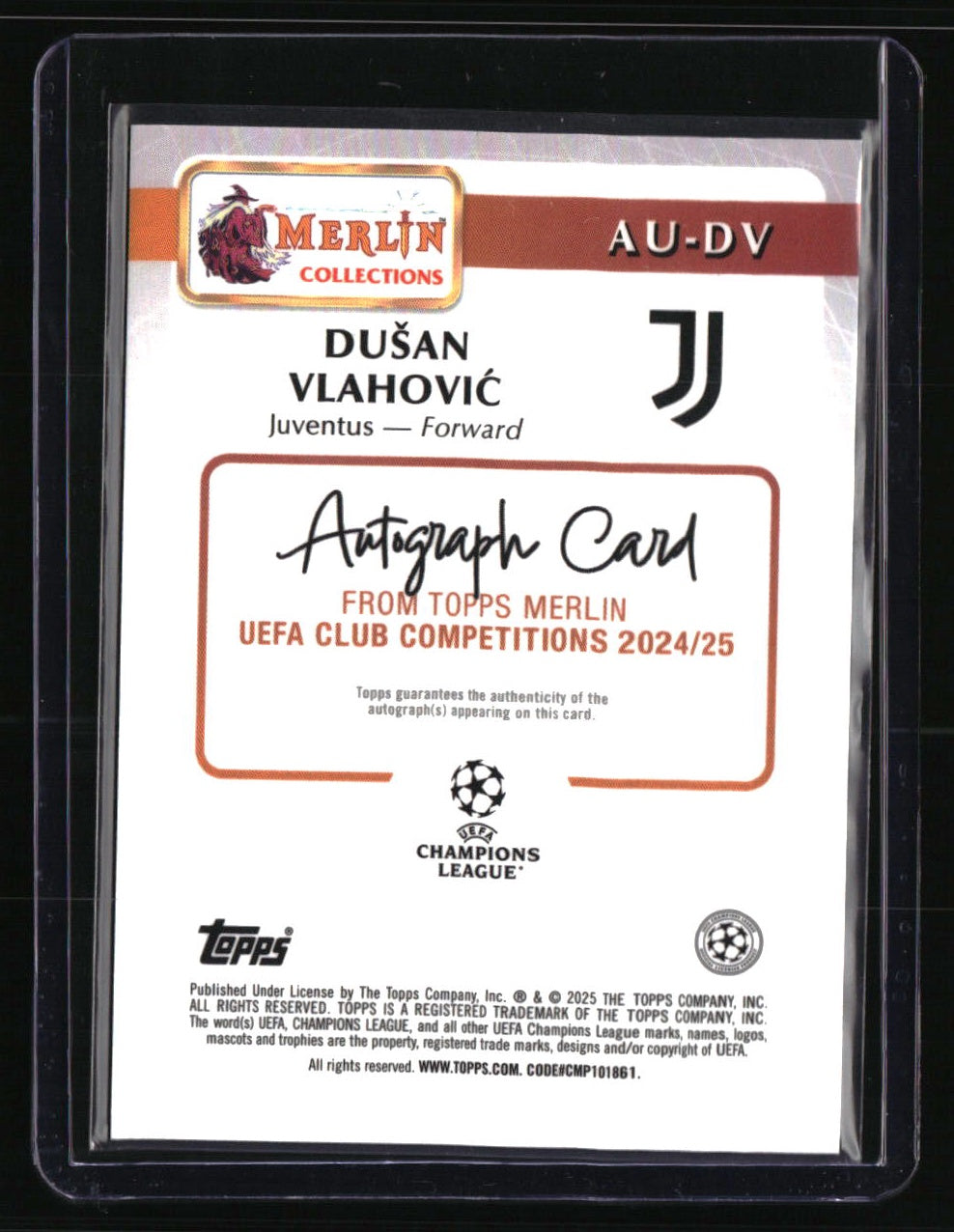 2024-25 Merlin UEFA Club Competitions Dušan Vlahović Autographs Black #/10