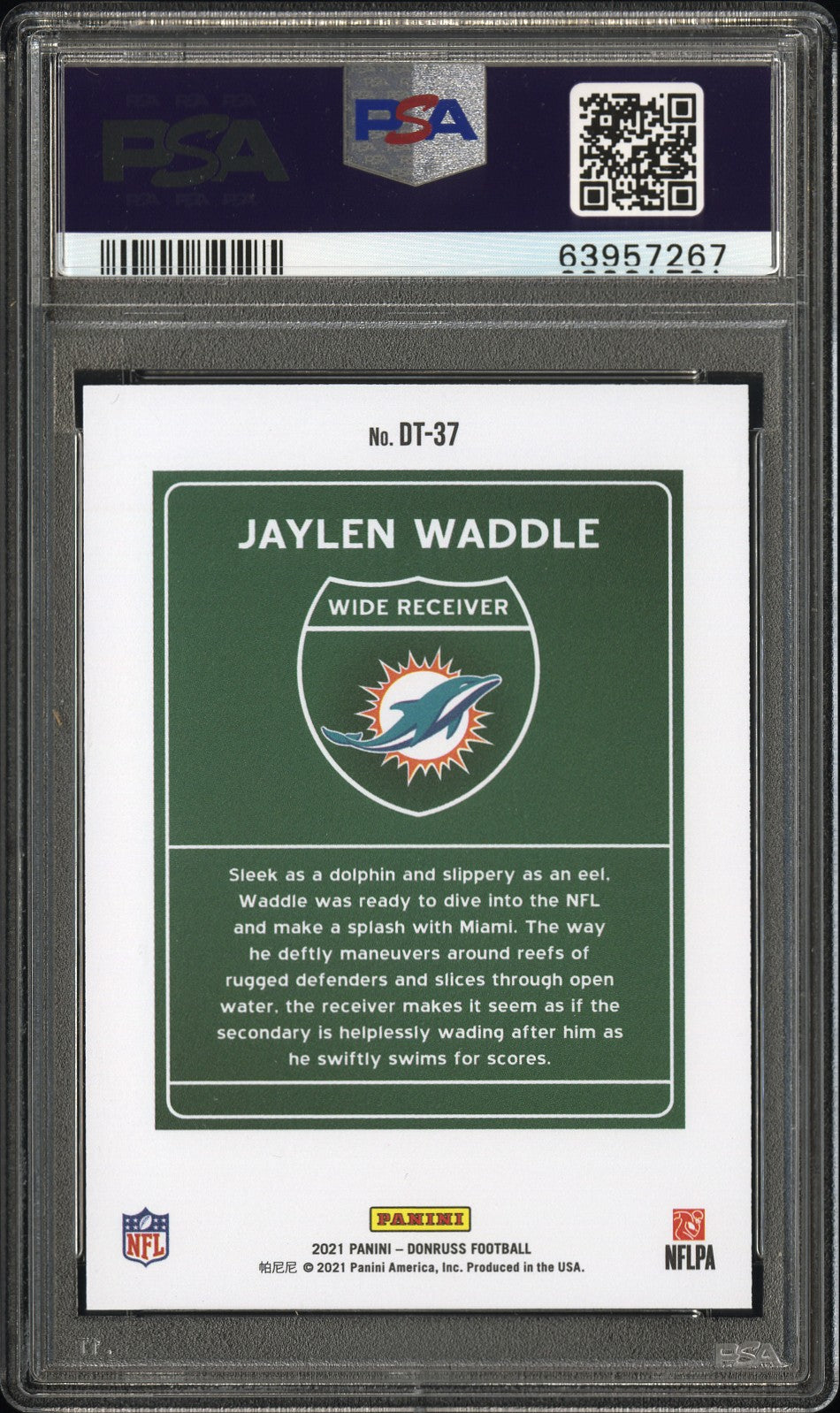 2021 Panini Donruss Downtown Jaylen Waddle Downtown! PSA 10