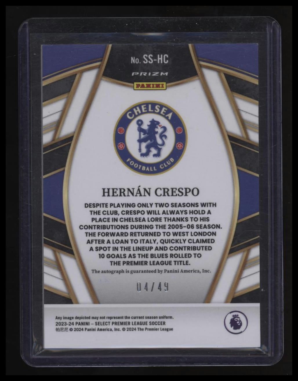 2023-24 Panini Select Premier League Signatures Purple Hernan Crespo #/49