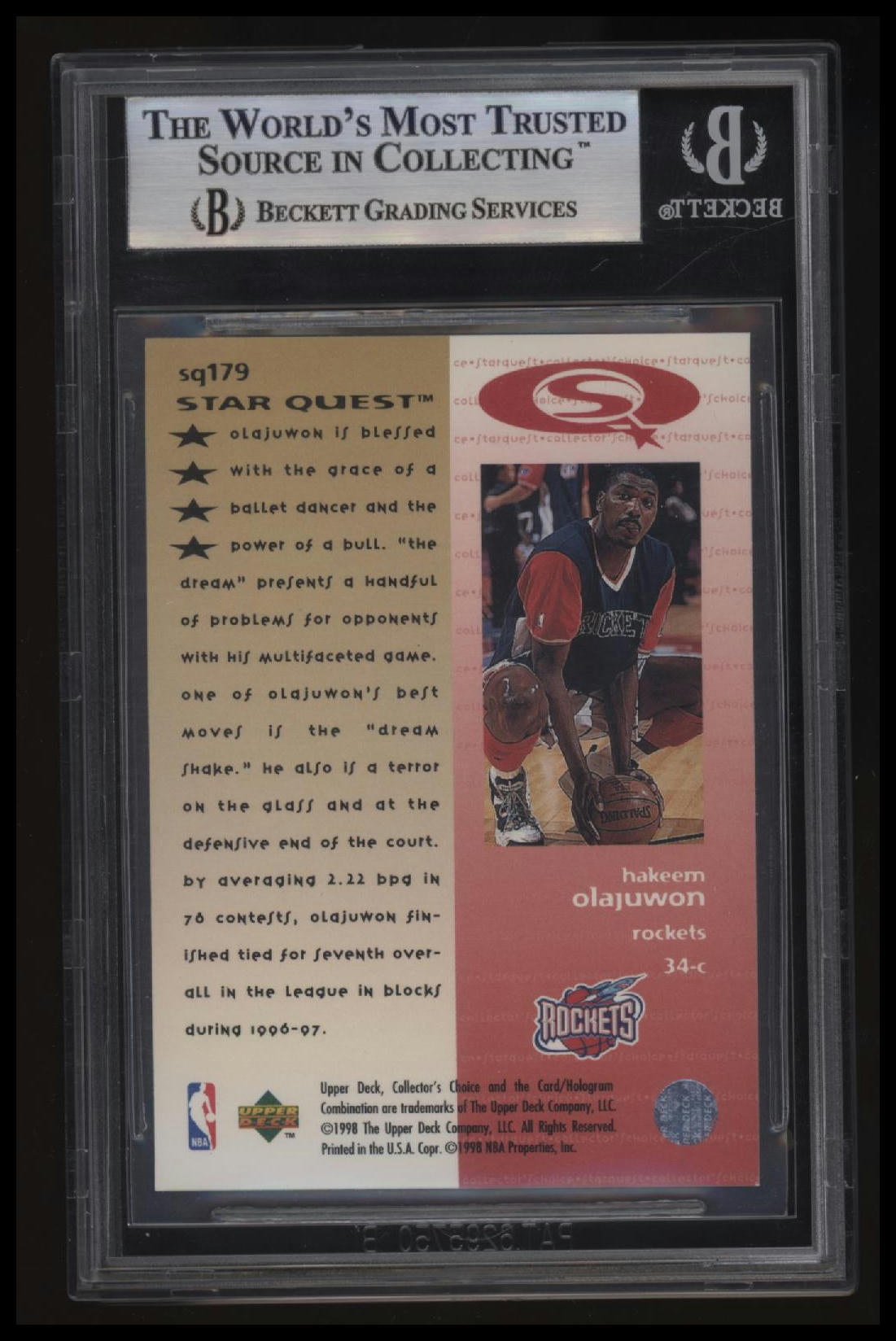 1997-98 Collector's Choice StarQuest Hakeem Olajuwon BGS 9.0