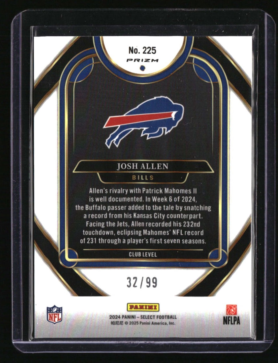 2024 Panini Select Josh Allen Blue Prizm #/99