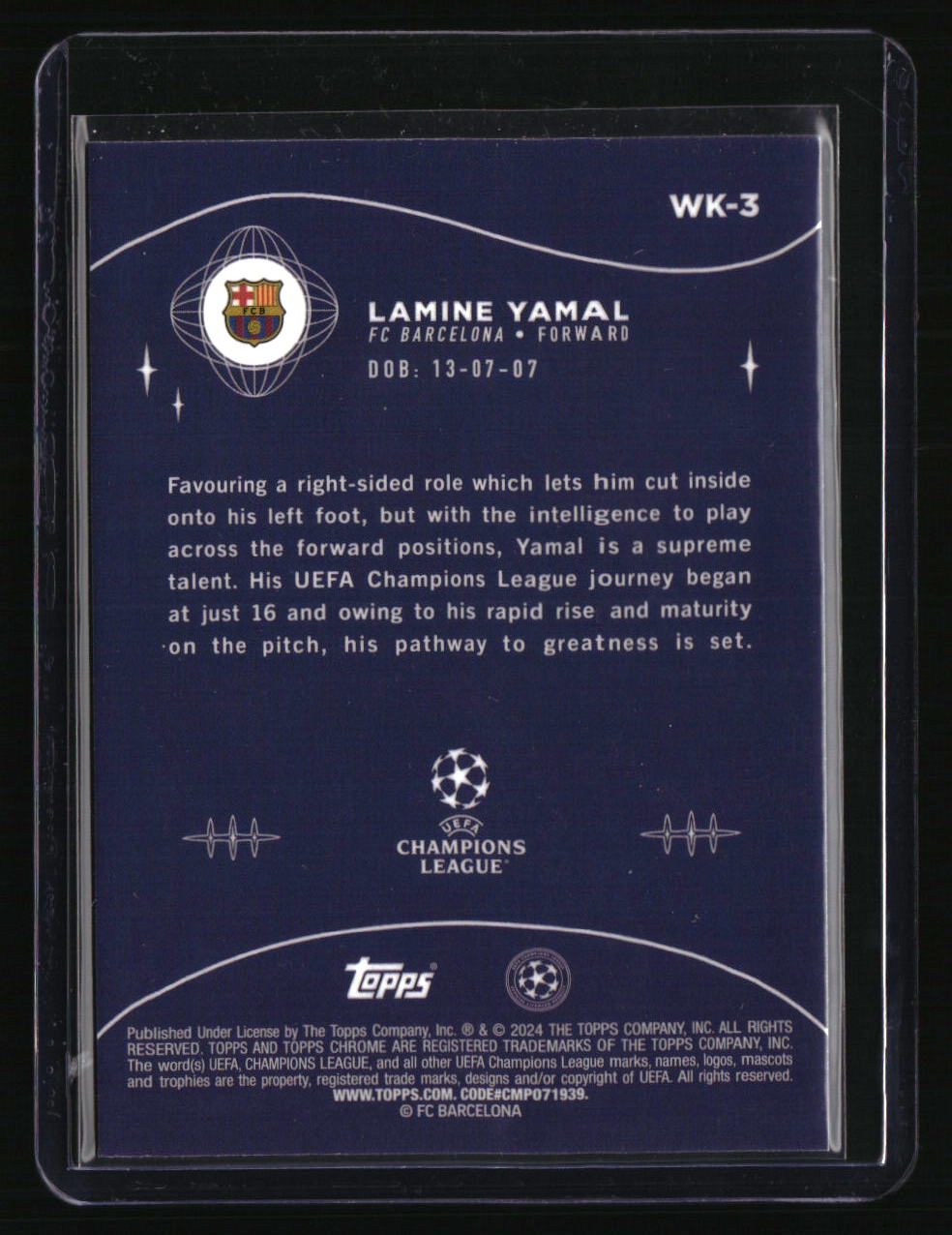 2023-24 Topps Chrome UEFA Club Competitions Lamine Yamal Wonderkids