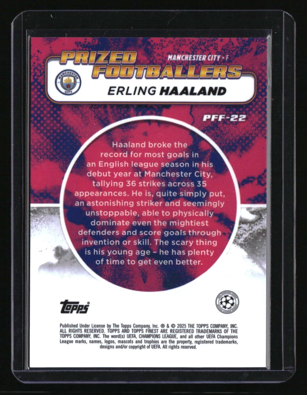 2024-25 Finest UEFA Club Competitions Erling Haaland PFF Black/Red Refractor