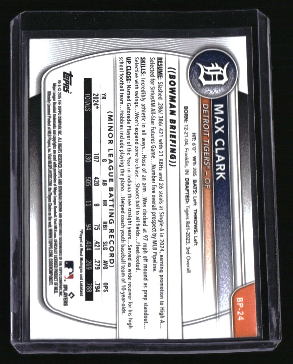 2025 Bowman Max Clark Prospects Yellow #/75
