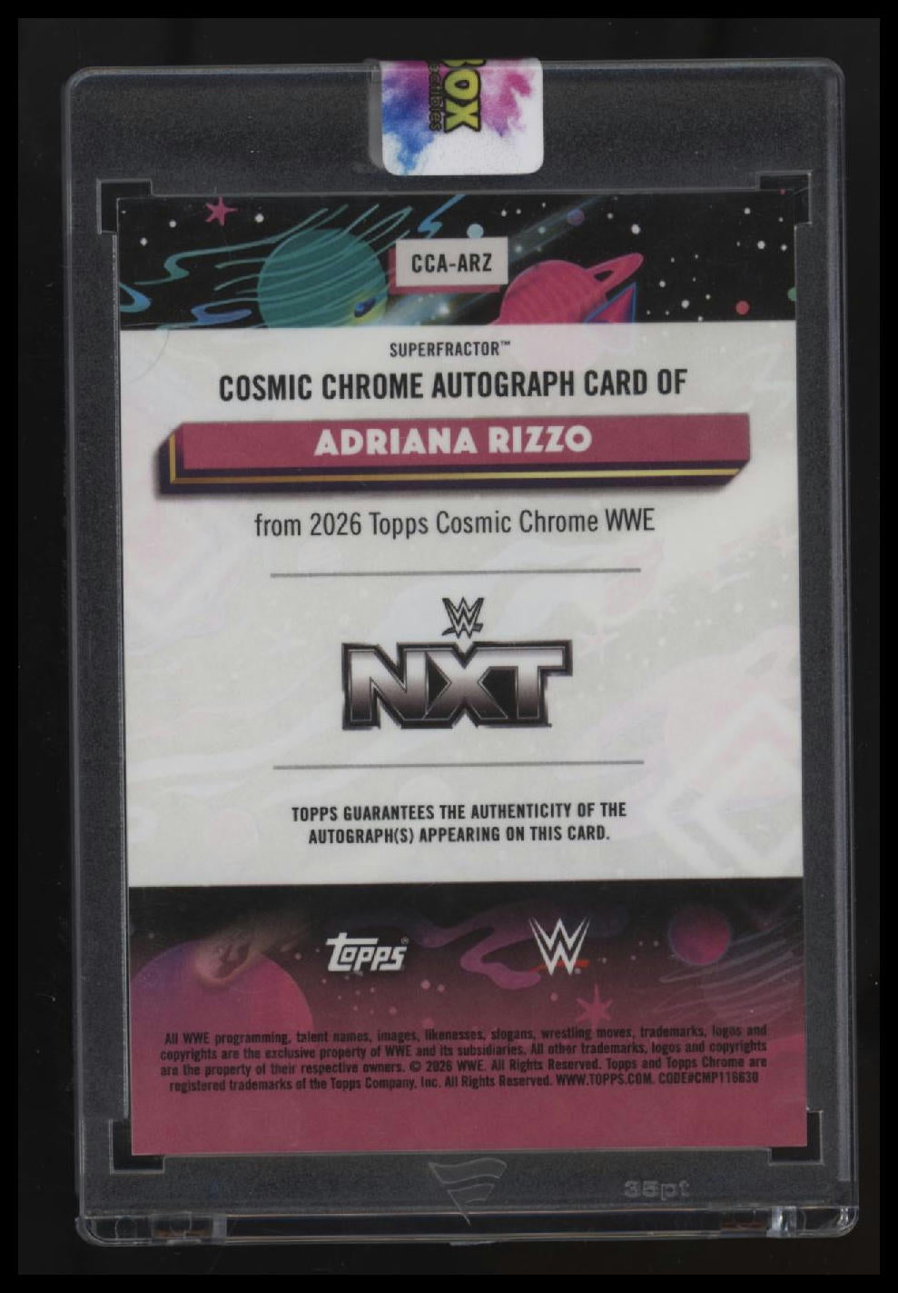 2026 Topps Chrome Cosmic WWE Adriana Rizzo Autographs SuperFractor #/1