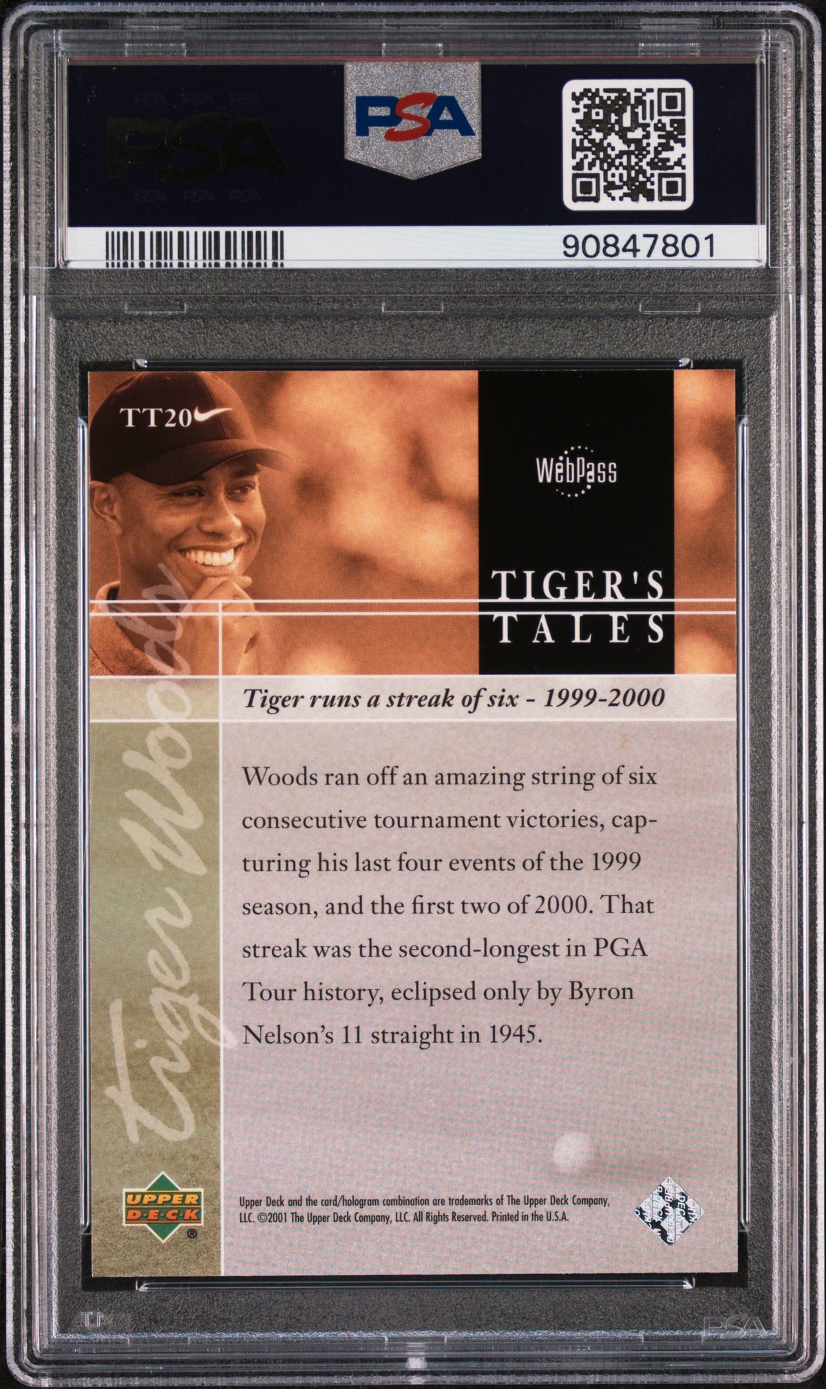 2001 Upper Deck Tiger'S Tales Tiger Woods #TT20 PSA 9