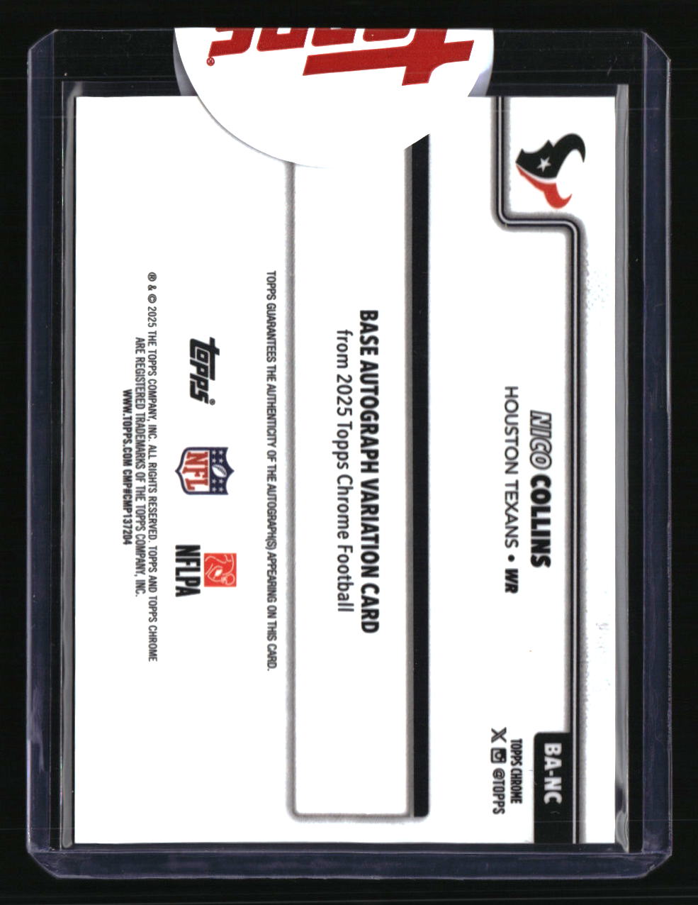 2025 Topps Chrome Nico Collins Chrome Autographs Purple Geometric Refractor #/75