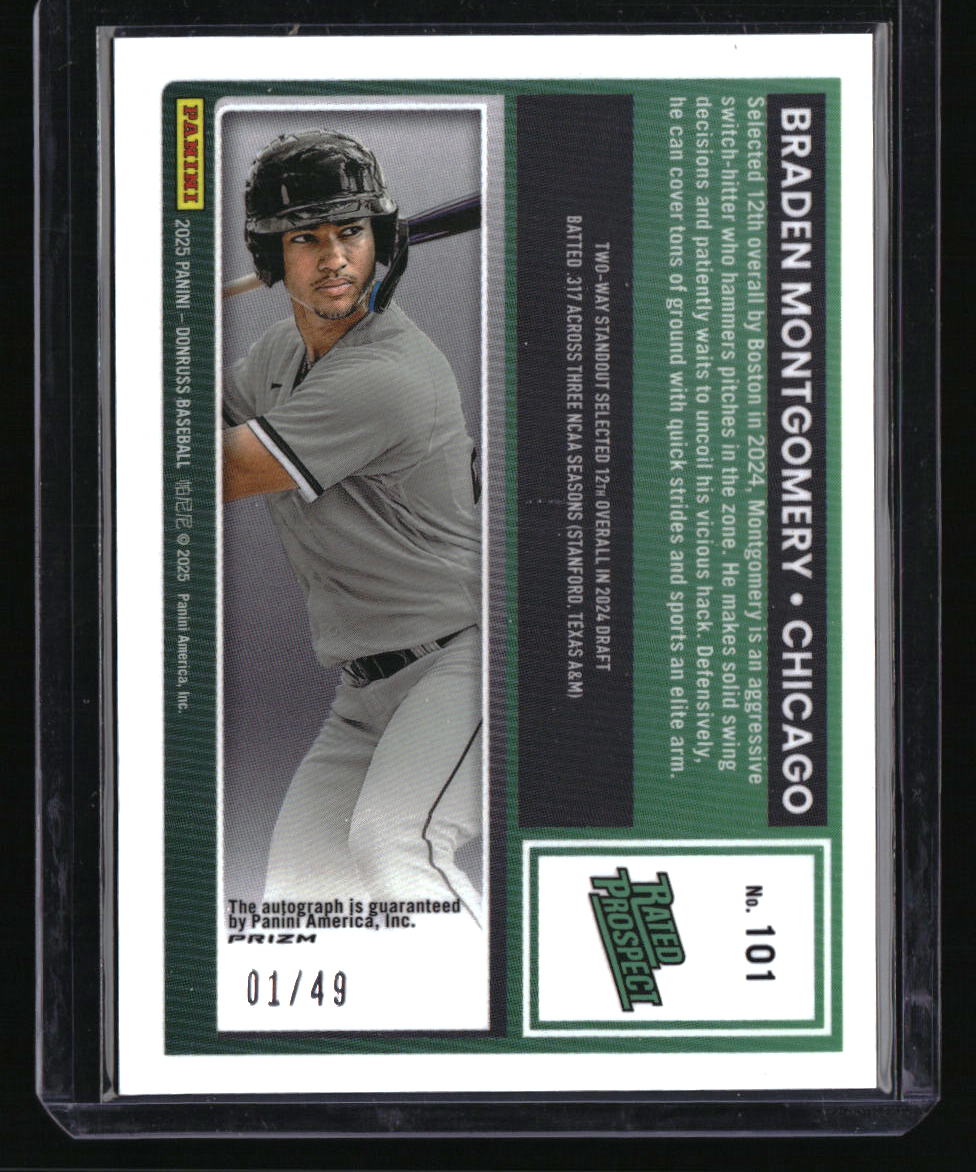 2025 Donruss Braden Montgomery Rated Prospects Optic Signatures Purple #/49