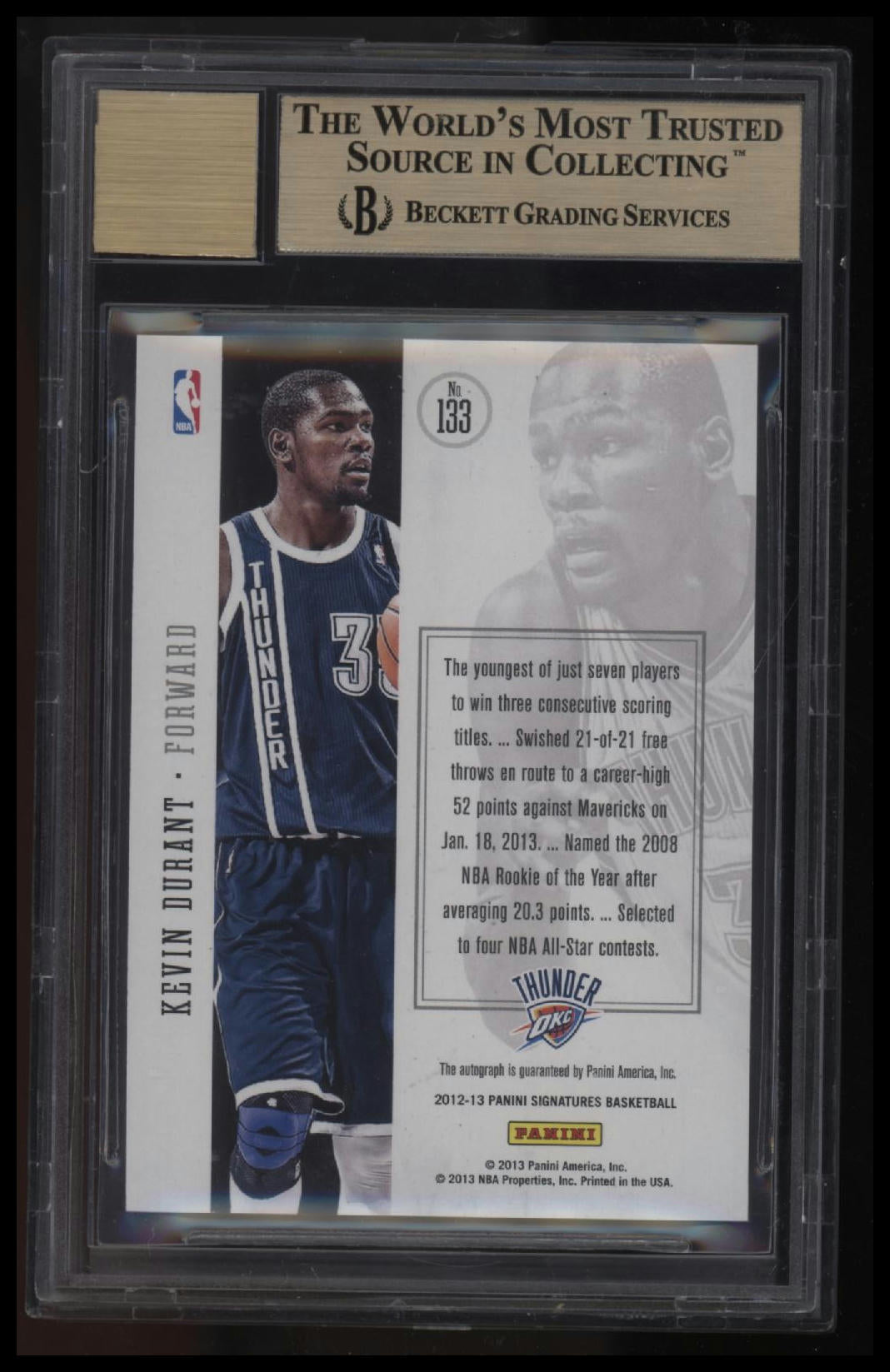 2012-13 Panini Signatures Red Kevin Durant/25 BGS 9.5