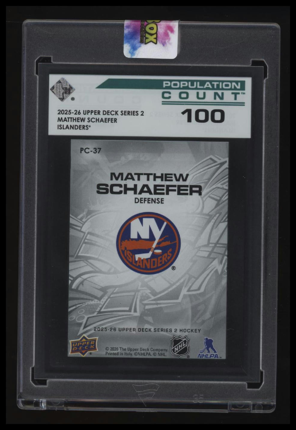 2025-26 Upper Deck Matthew Schaefer Population Count 100