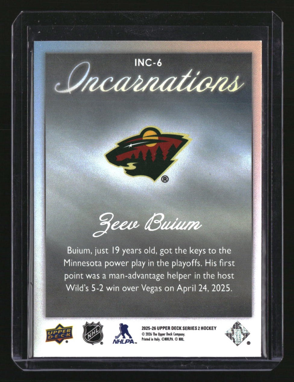 2025-26 Upper Deck Zeev Buium Incarnations Legend